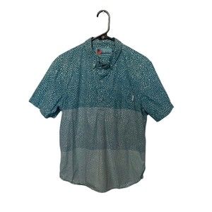 Chubbies Popover Shirt Mens Medium Blue Gray Short Sleeve Button Up Hawaiian